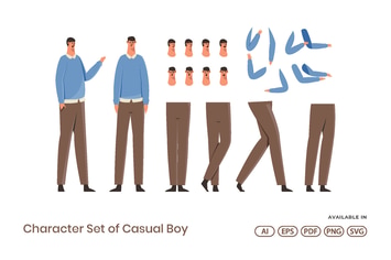 Character Set of Casual Boy for Motion Graphic