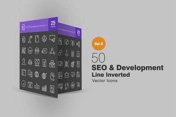 50 SEO & Development Line Inverted Icons