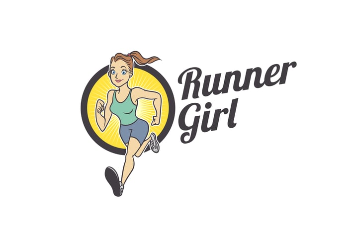 Fit Healthy Runner Girl Mascot Logo