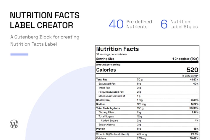 Nutrition Facts Label Creator (Gutenberg Block)