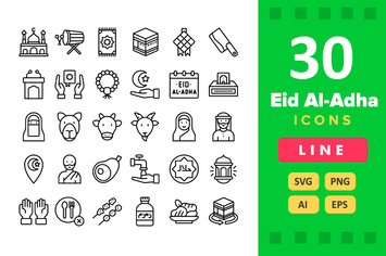 30 Eid Al-Adha Icons - Line