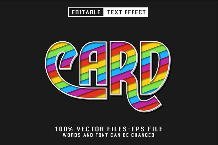 Card Rainbow Text - Editable Text