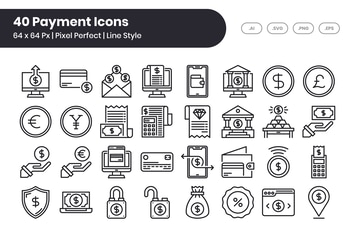 40 Payment Icons Set - Line