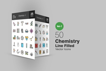 50 Chemistry Filled Line Icons