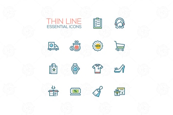 Online store - modern vector single line icons
