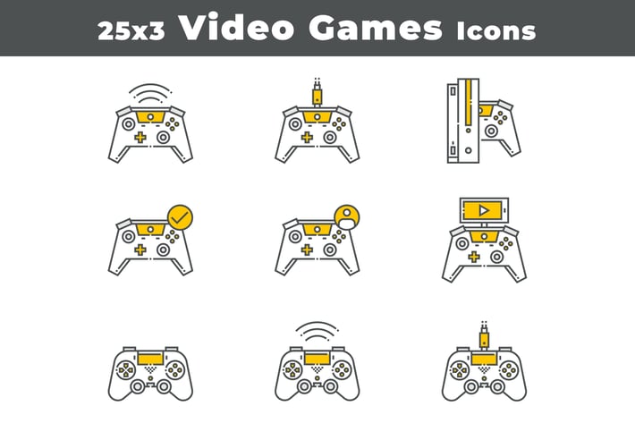25 Video Games Devices Icons