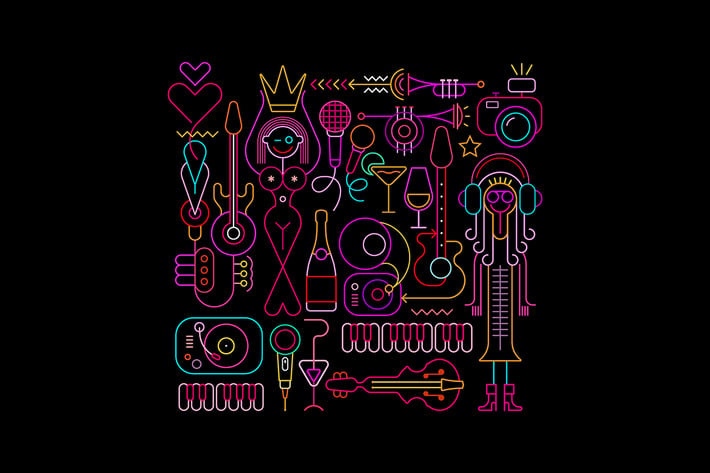 Beauty Pageant neon colors vector illustration