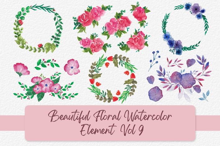 Beautiful Floral Watercolor Elements Vol 9
