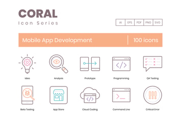 Mobile App Development Line Icons