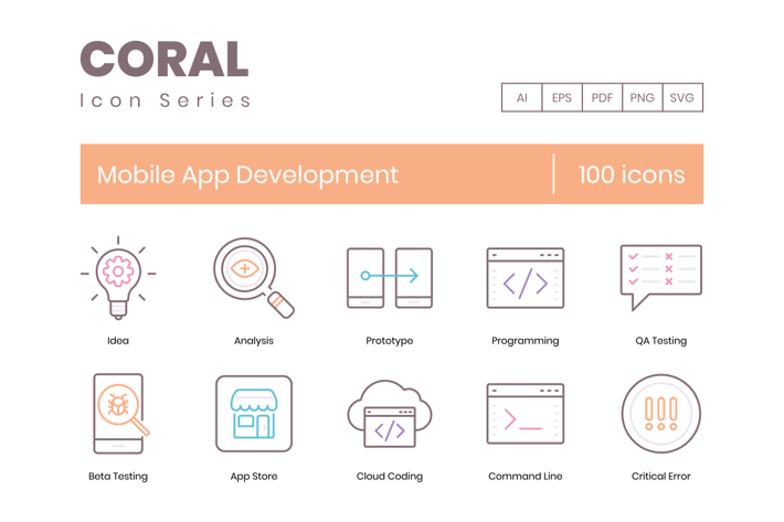 Mobile App Development Line Icons