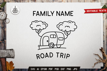 Family Road Trip Badge Design. Linear Label