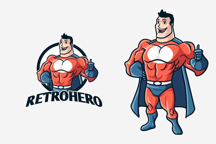 Vintage Retro Superhero Mascot Logo