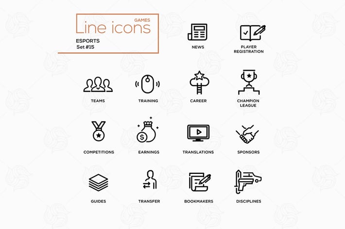 Esports - Line Icons, Pictograms Set
