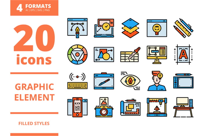 Graphic element Filled icons packs