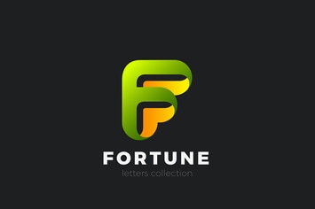 Letter F Logo design 3D Ribbon style
