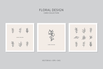 Floral Card Vector Set