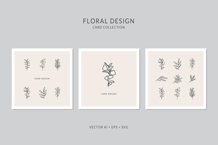 Floral Card Vector Set
