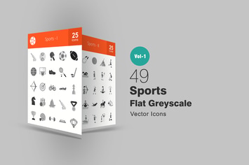 49 Sports Greyscale Icons