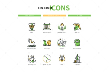 Ancient Greece - modern line design style icons
