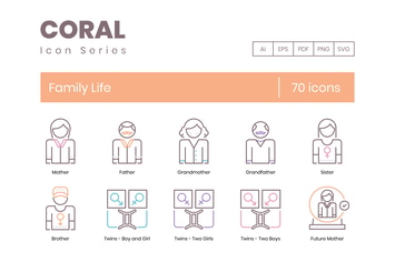 70 Family Life Line Icons
