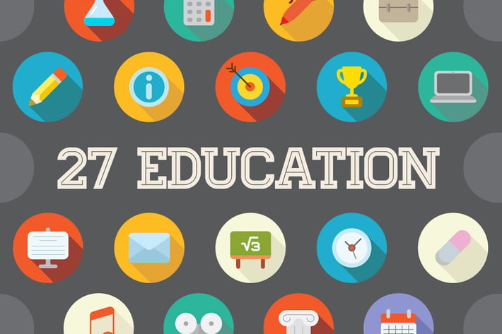 27 Vector Education Flat Icons Set