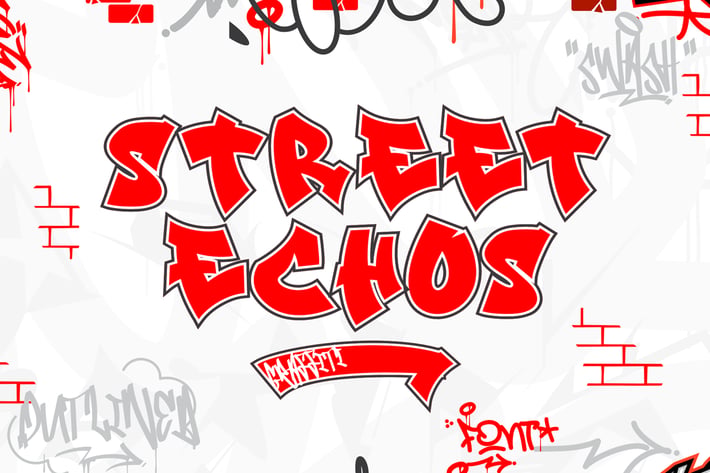 Street Echos - Outlined Graffiti Font