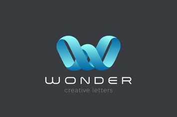 Logo W Letter Ribbon Design Style