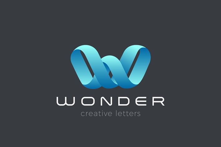 Logo W Letter Ribbon Design Style