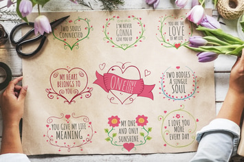 Hand-drawn Valentine's Day Badge Collection
