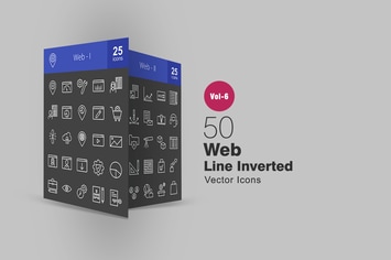 50 Web Line Inverted Icons