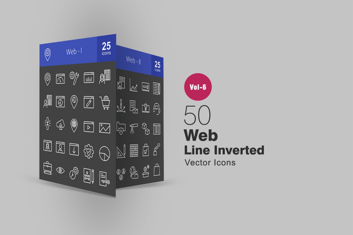 50 Web Line Inverted Icons