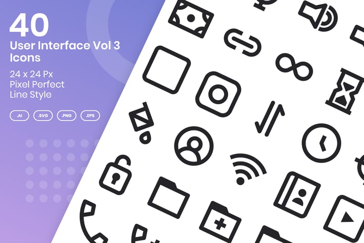 40 User Interface Vol 3 Icons Set - Line