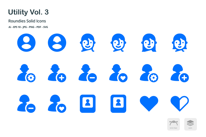 Utility Vol. 3 Roundies Solid Glyph Icons