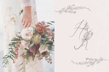 Flowered Monograms, Handwritten Uppercase Alphabet