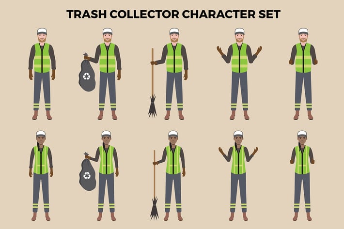 Trash Collector Character Set – Illustrations
