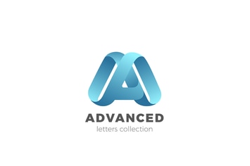 Letter A Logo design 3D Ribbon style