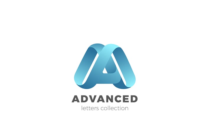Letter A Logo design 3D Ribbon style