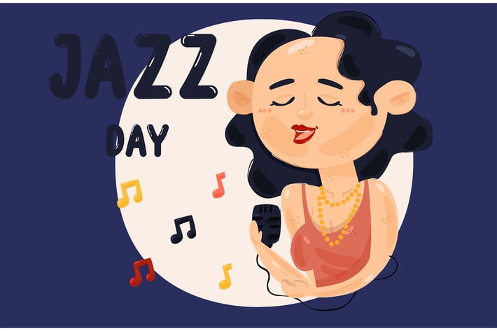 Woman Singing Jazz Illustration