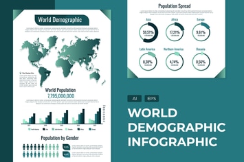 World Map Demographic - Infographic templates