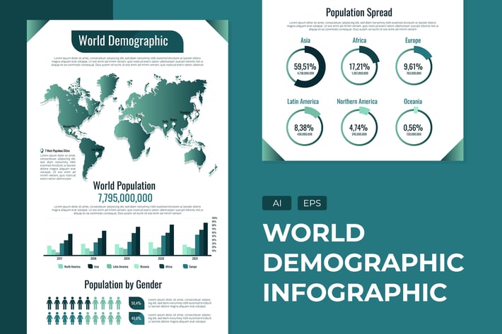 World Map Demographic - Infographic templates