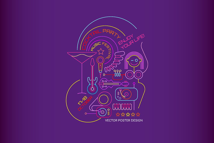 3 options of Cocktail Party Poster Design