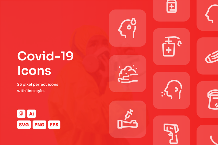 Covid-19 Dashed Line Icons