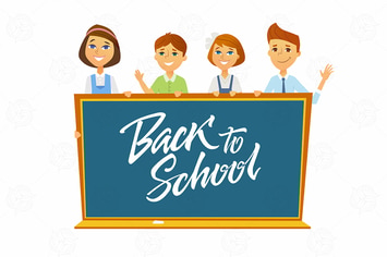 Back to school - cartoon people characters 
