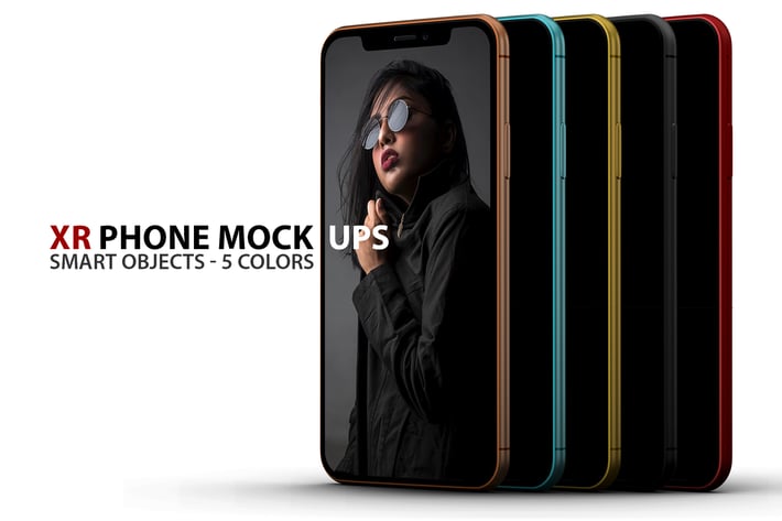 XR Phone Mockups in 5 Colors