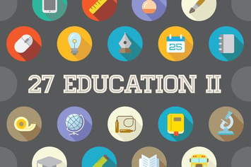27 Vector Education Flat Icons Set (Vol. 2)