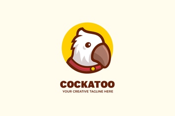 Cute Cockatoo Bird Cartoon Mascot Logo Template