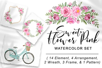 Sweet Flower Pink-Watercolor Set