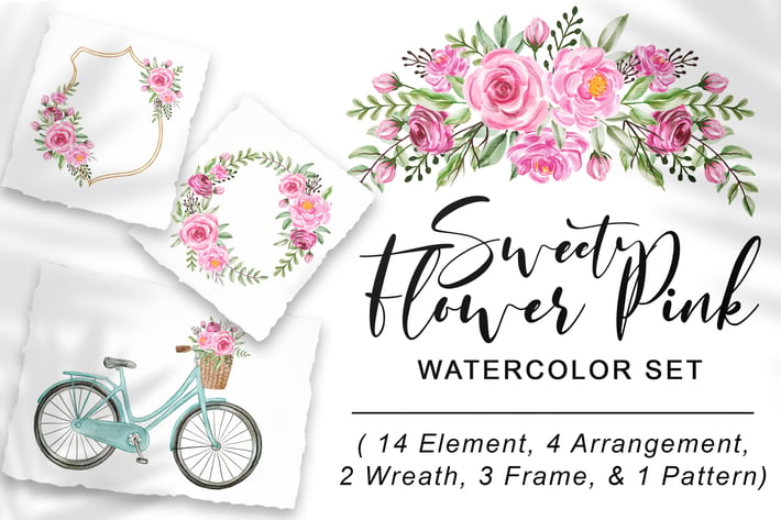 Sweet Flower Pink-Watercolor Set