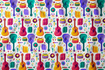 Music Cartoon Seamless Pattern