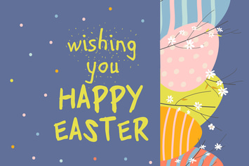 Cartoon Easter eggs and flowers. Vector illustrati